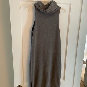 BANANA REPUBLIC Grey Ribbed Sleeveless Cowl Neck Dress